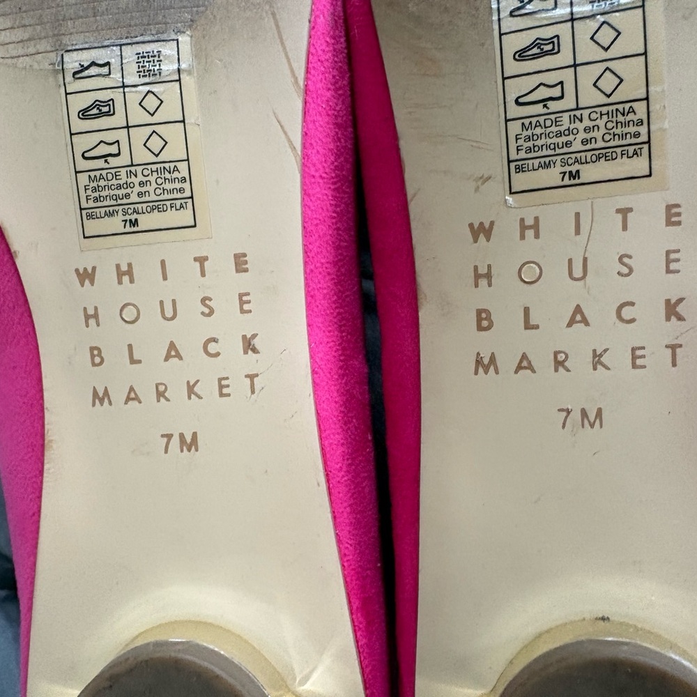 WHBM Hot Pink Women's Flats w/ Gold Heel, Size 7 - Picture 7 of 7